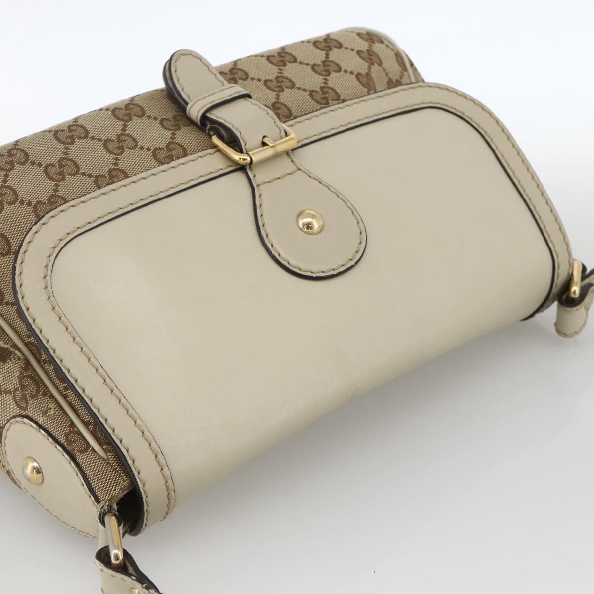 GUCCI GG Canvas Shoulder Bag Beige Gold 308452 Auth ka3497