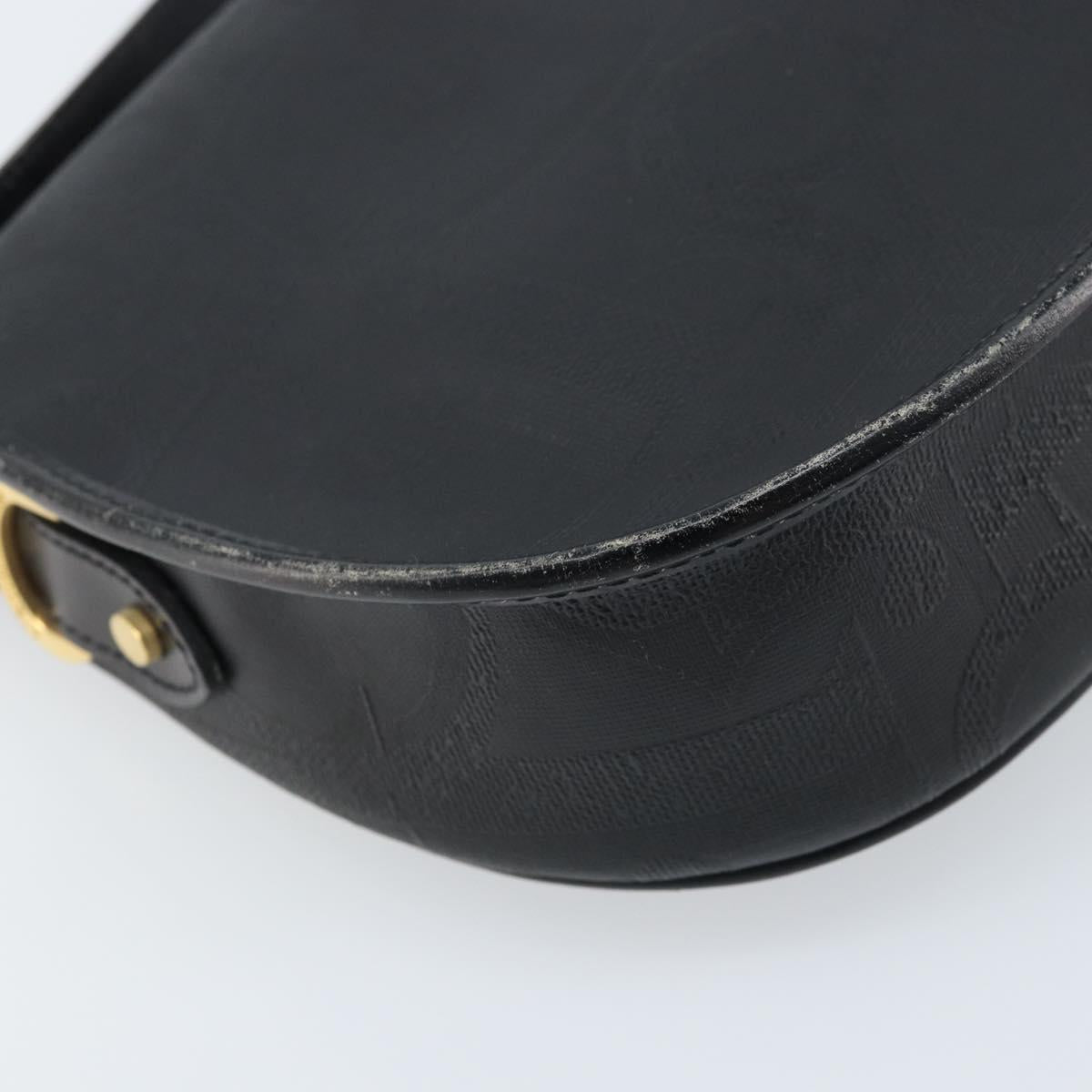 Christian Dior Trotter Canvas Shoulder Bag PVC Black Gold Auth ka3498A