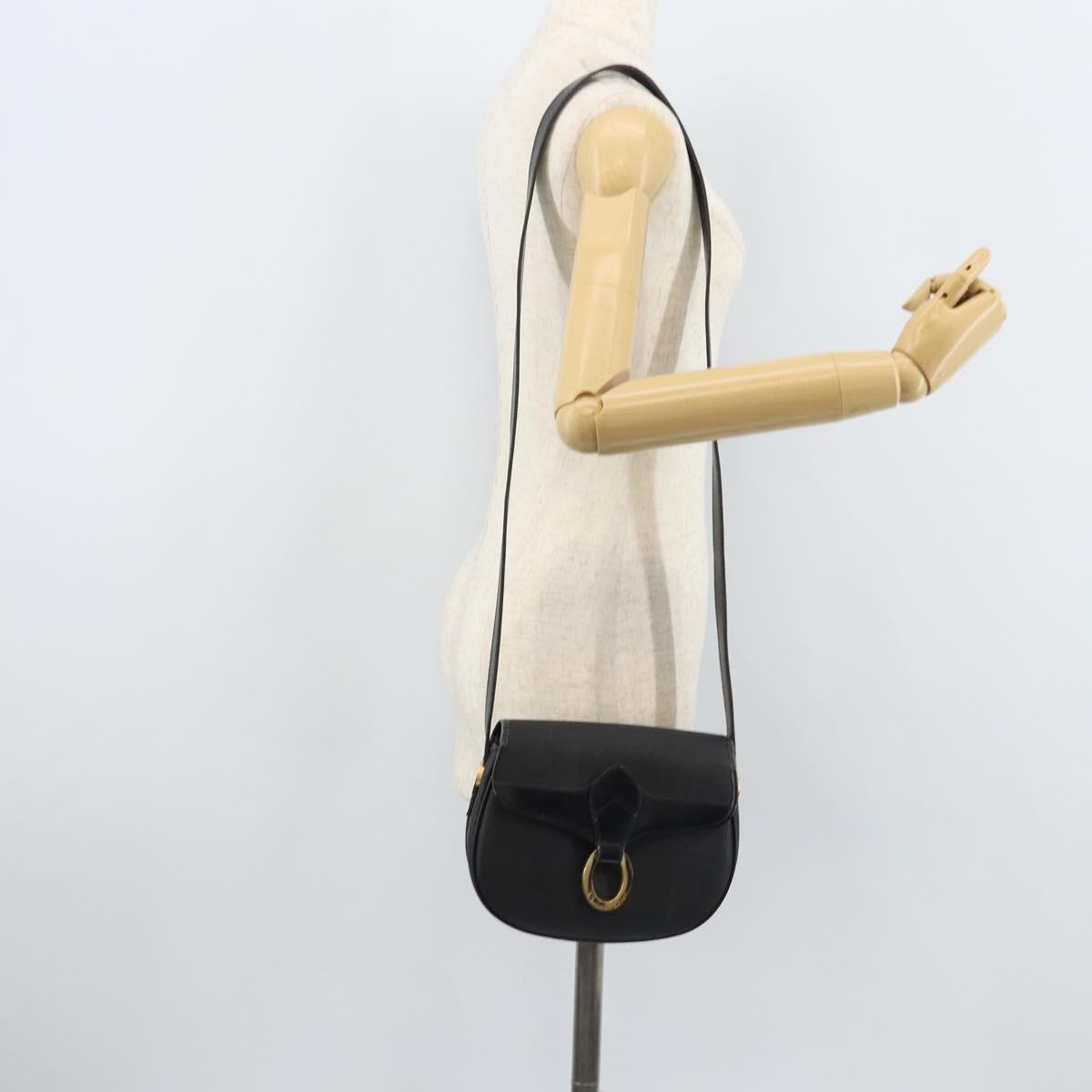 Christian Dior Trotter Canvas Shoulder Bag PVC Black Gold Auth ka3498A