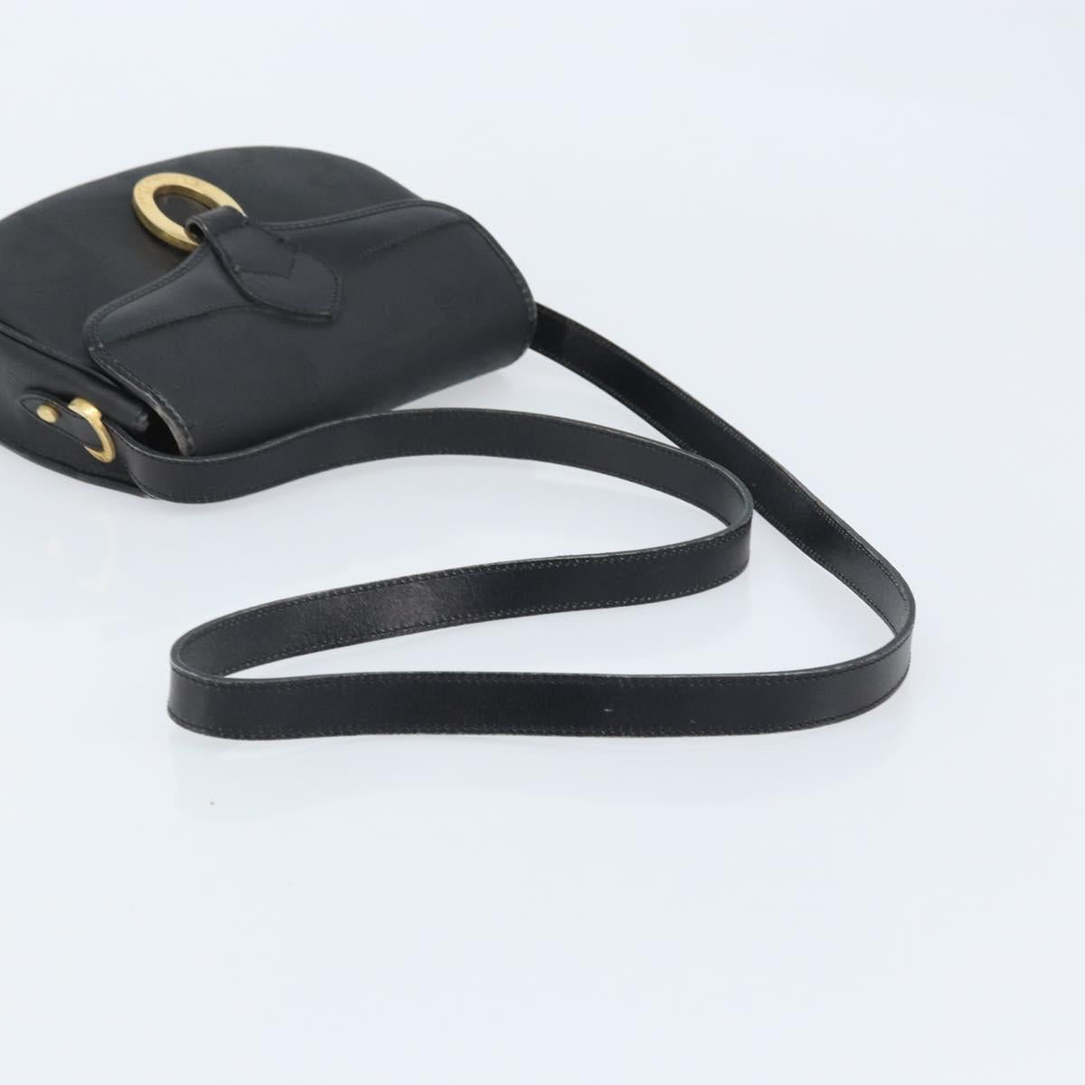 Christian Dior Trotter Canvas Shoulder Bag PVC Black Gold Auth ka3498A