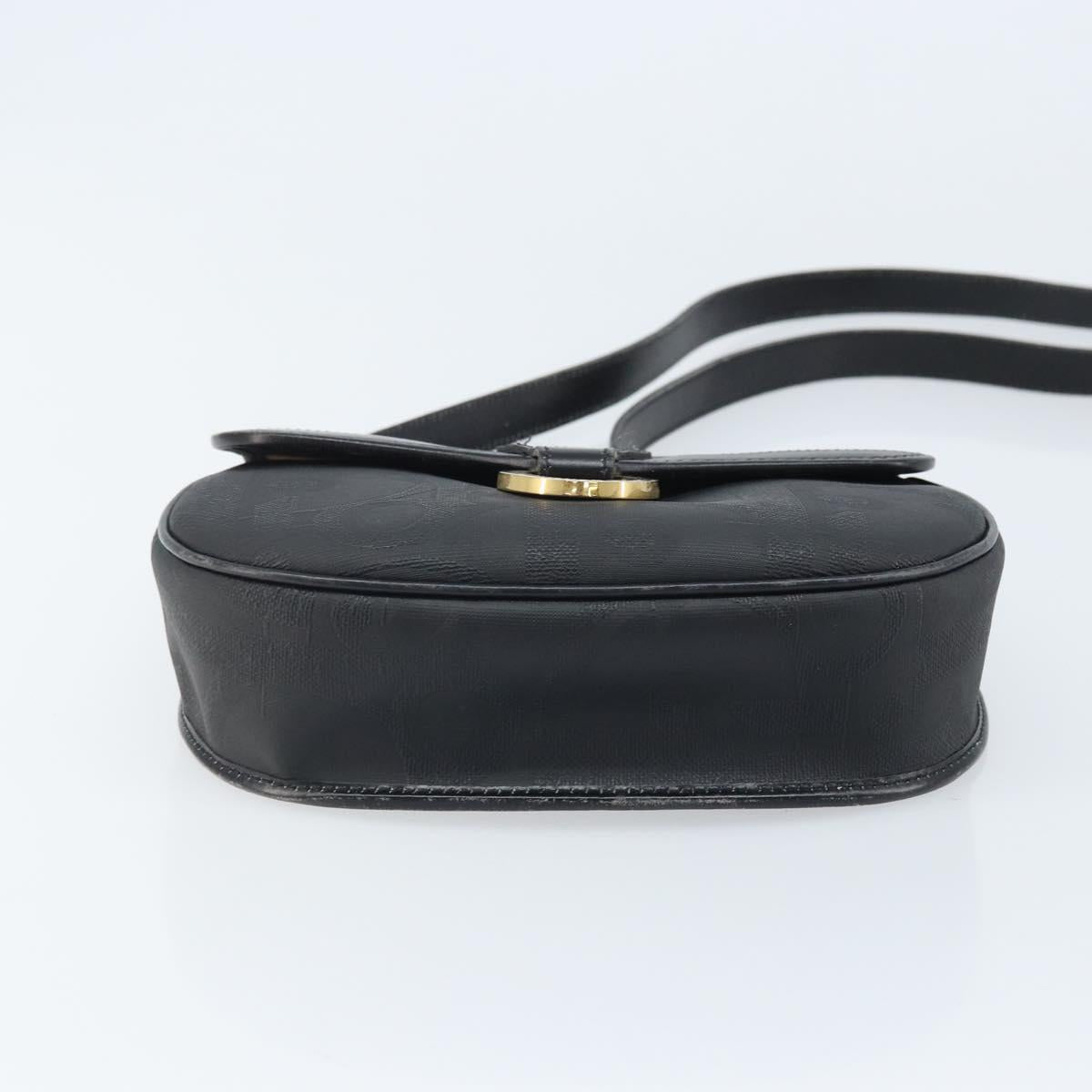 Christian Dior Trotter Canvas Shoulder Bag PVC Black Gold Auth ka3498A