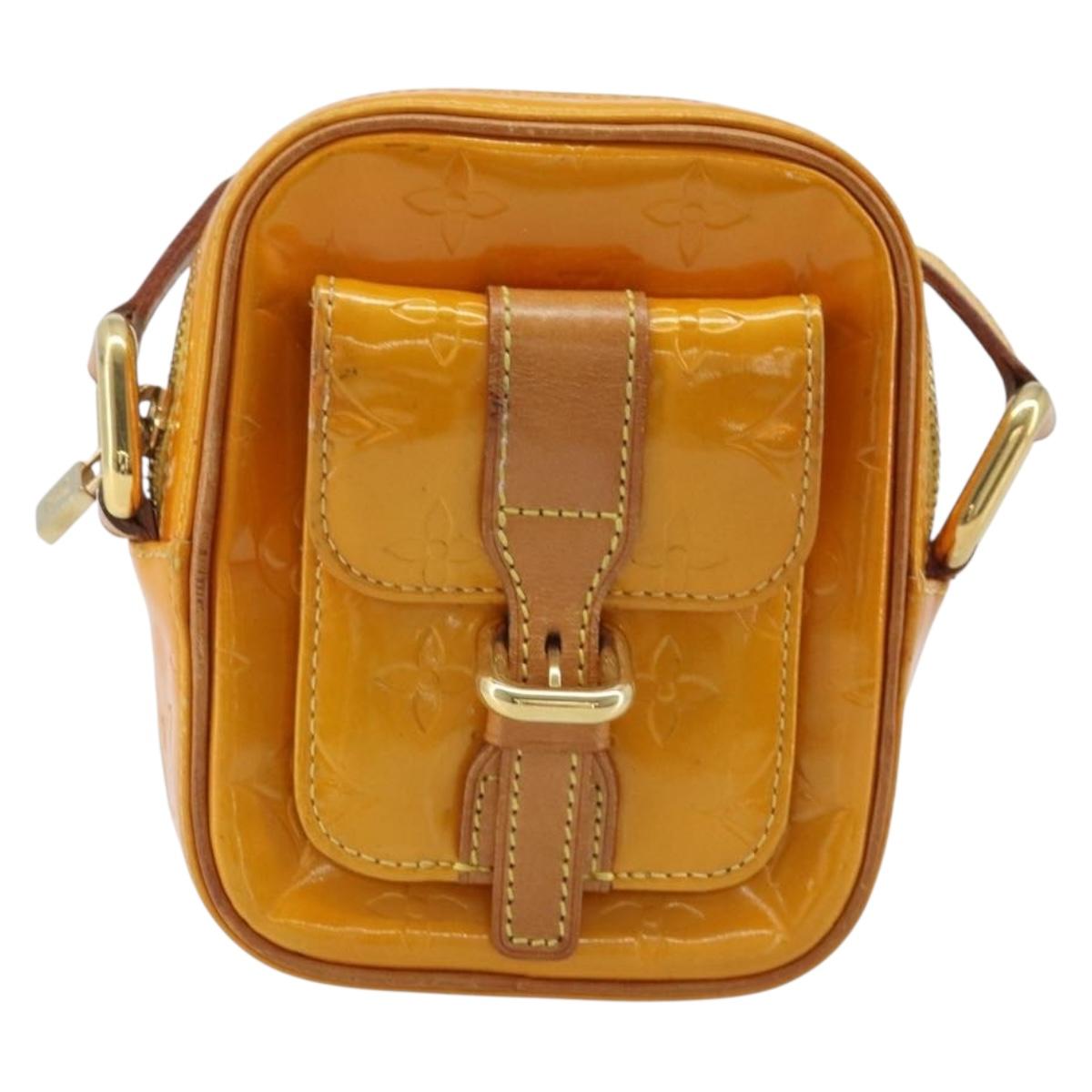 LOUIS VUITTON Monogram Vernis Christie PM Shoulder Bag Jaune M91110 Auth ka3499