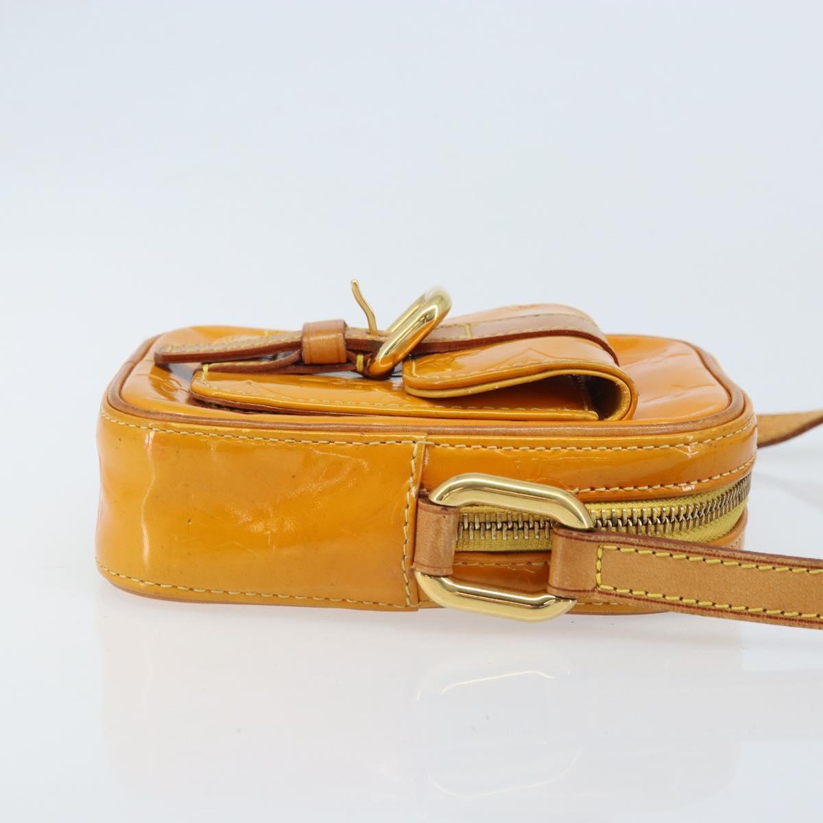 LOUIS VUITTON Monogram Vernis Christie PM Shoulder Bag Jaune M91110 Auth ka3499