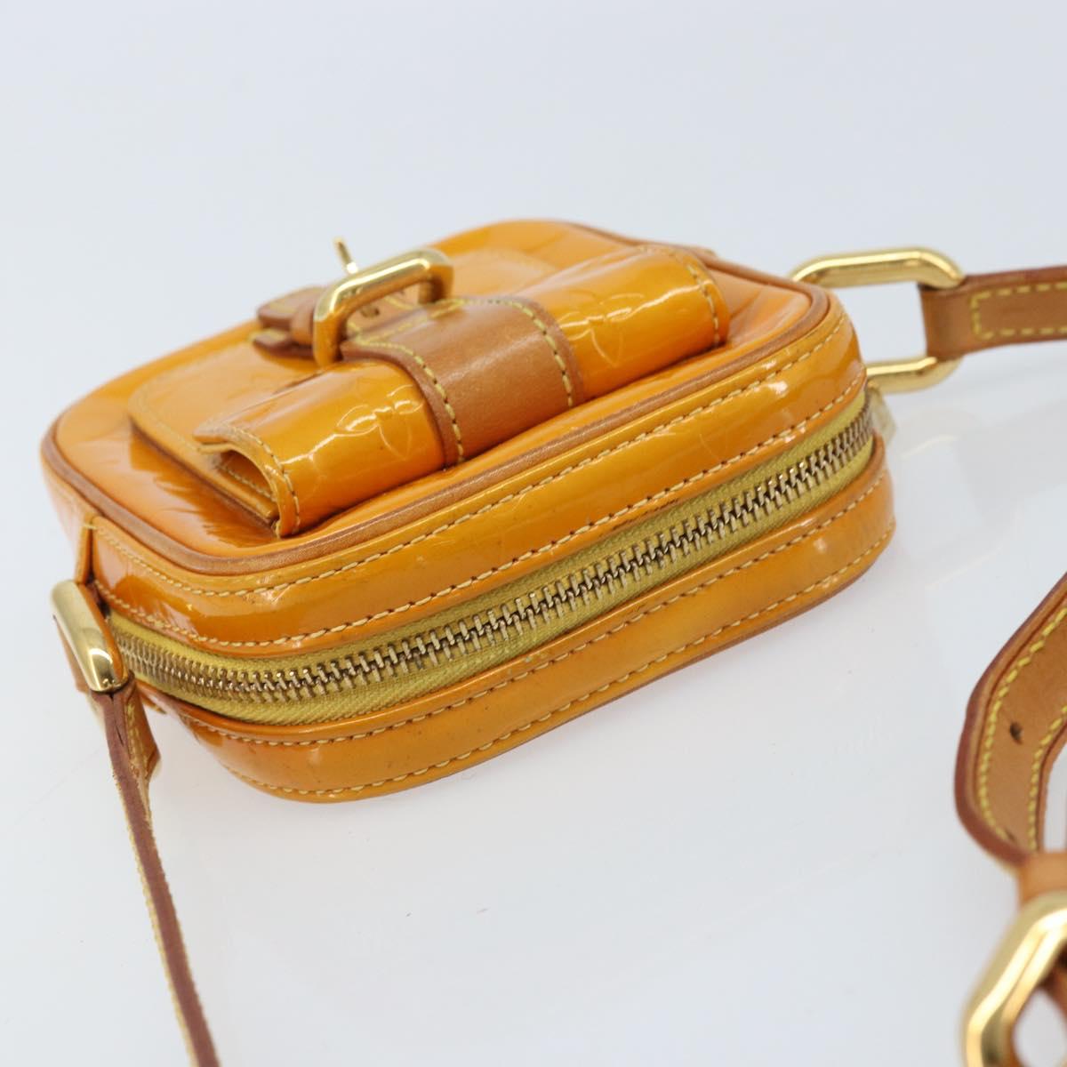 LOUIS VUITTON Monogram Vernis Christie PM Shoulder Bag Jaune M91110 Auth ka3499