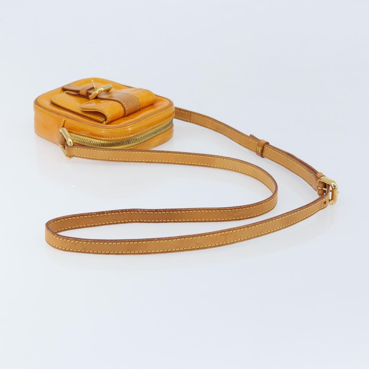 LOUIS VUITTON Monogram Vernis Christie PM Shoulder Bag Jaune M91110 Auth ka3499