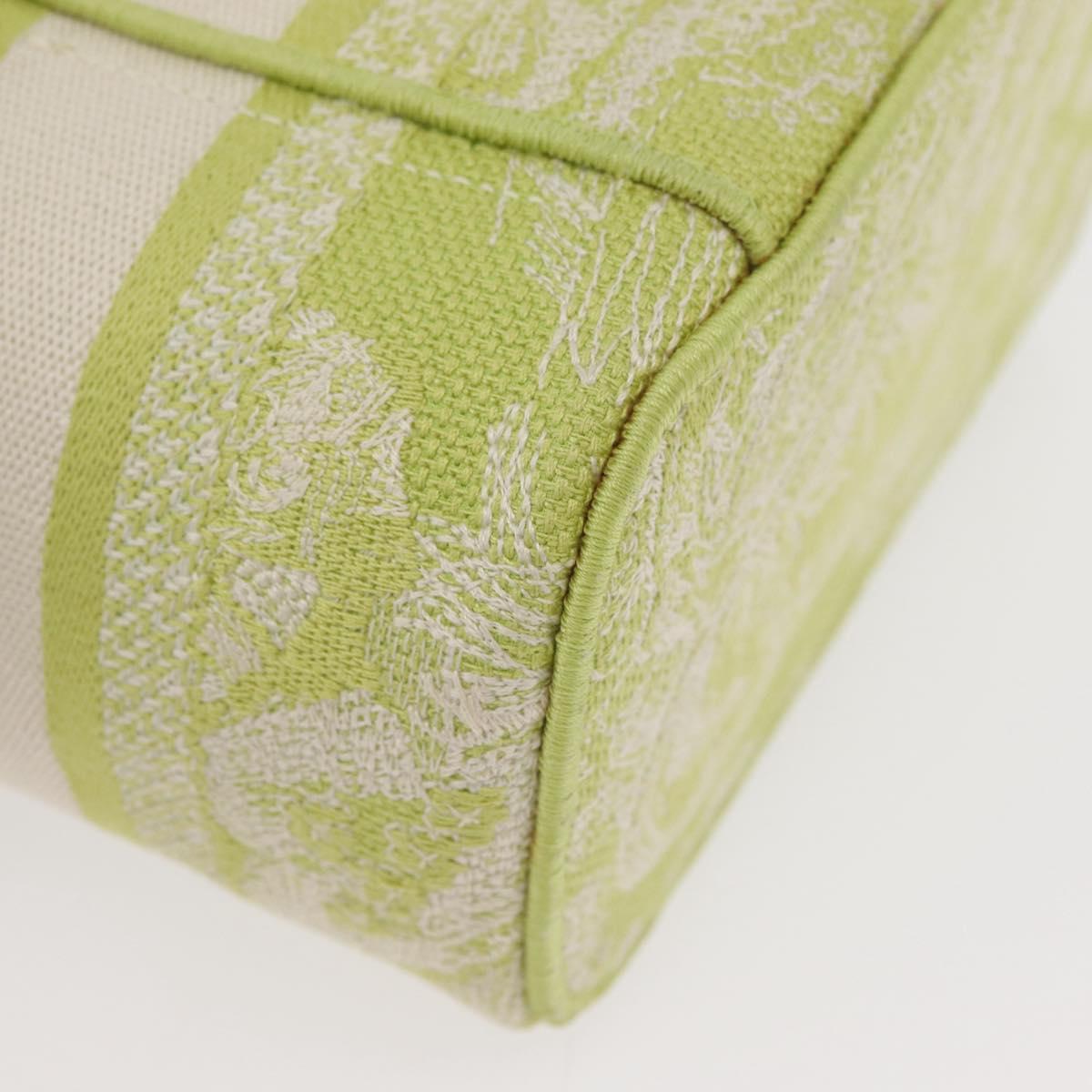 Christian Dior Toile d'Eau Vanity Bag Jacquard 2way Green Silver Auth ka3505M