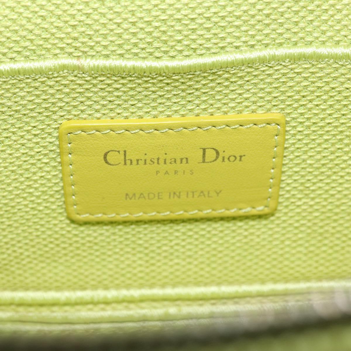 Christian Dior Toile d'Eau Vanity Bag Jacquard 2way Green Silver Auth ka3505M