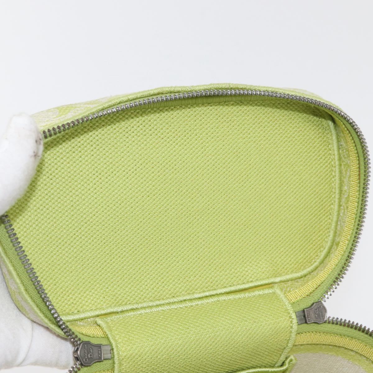 Christian Dior Toile d'Eau Vanity Bag Jacquard 2way Green Silver Auth ka3505M