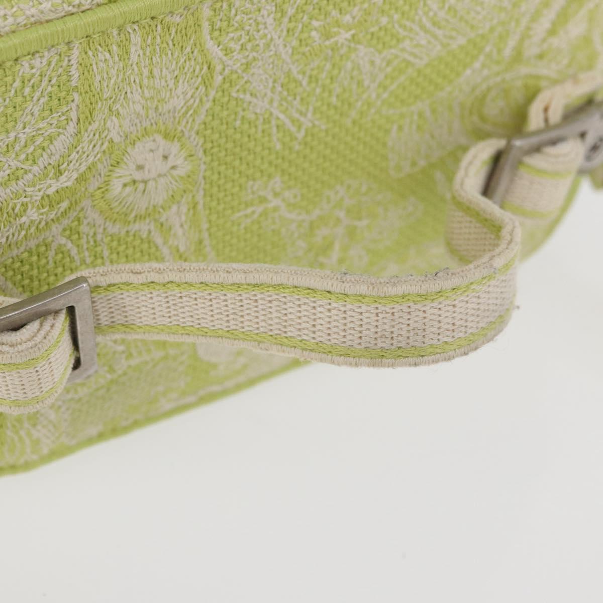 Christian Dior Toile d'Eau Vanity Bag Jacquard 2way Green Silver Auth ka3505M