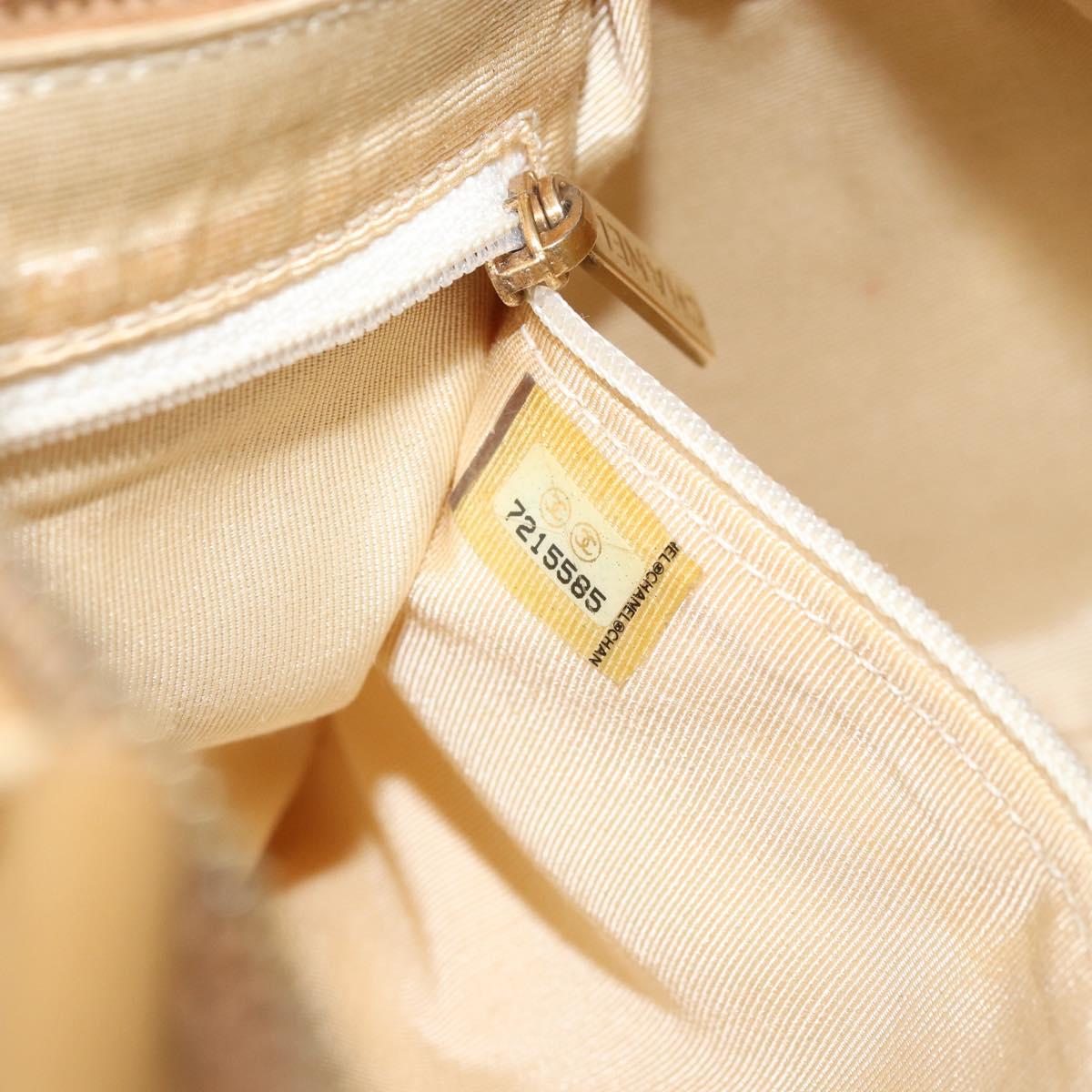 CHANEL Choco Bar Hand Bag Lamb Skin Beige Gold CC Auth ka3506