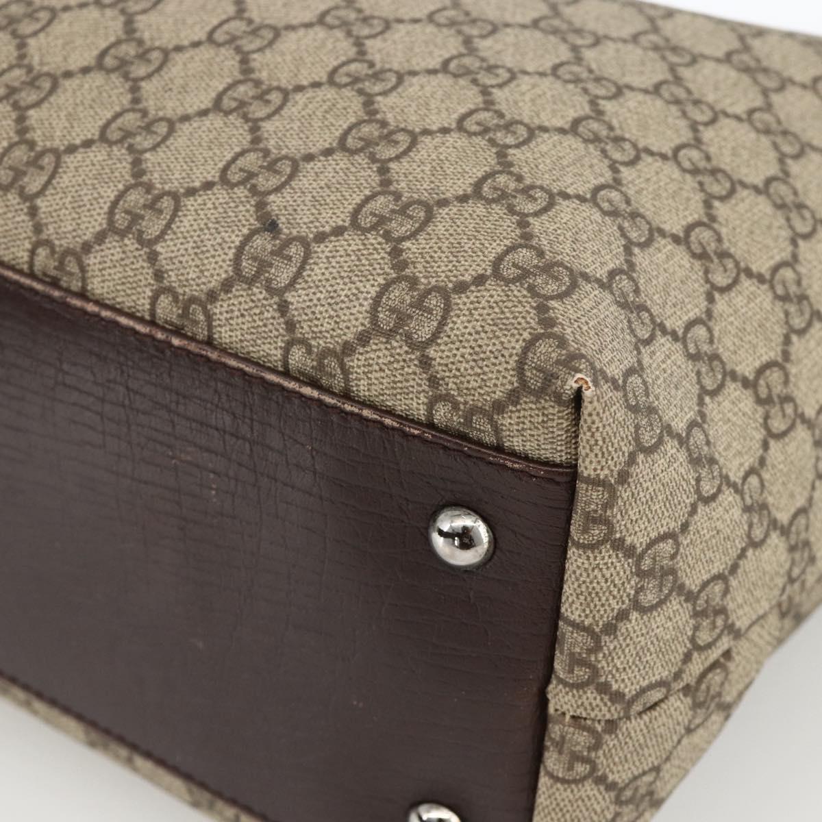 GUCCI GG Supreme Hand Bag PVC Beige Silver 131220 Auth ka3507
