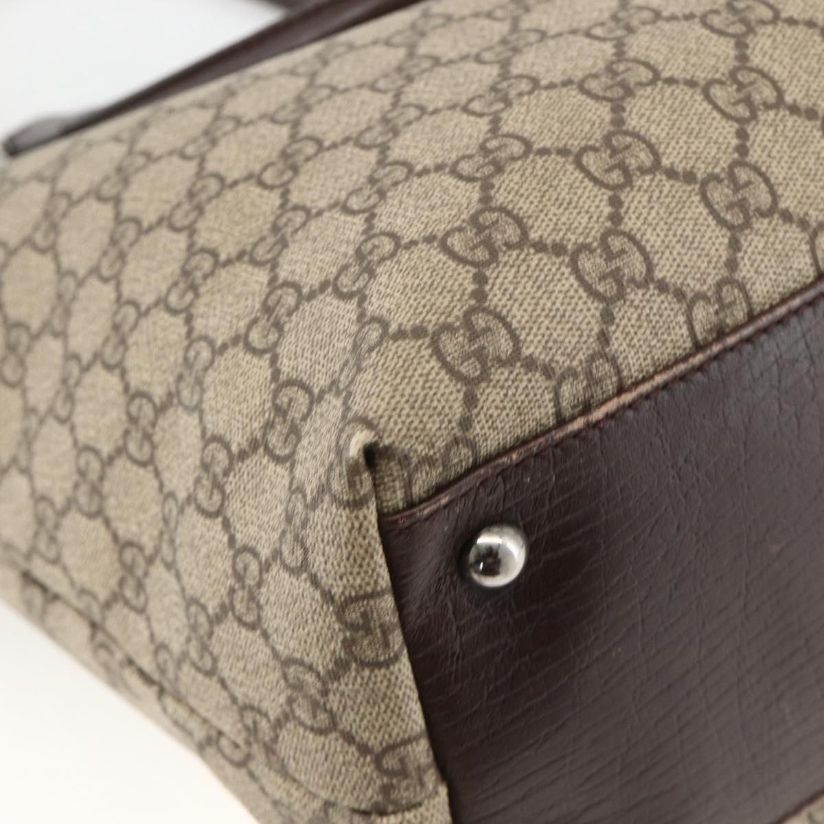 GUCCI GG Supreme Hand Bag PVC Beige Silver 131220 Auth ka3507