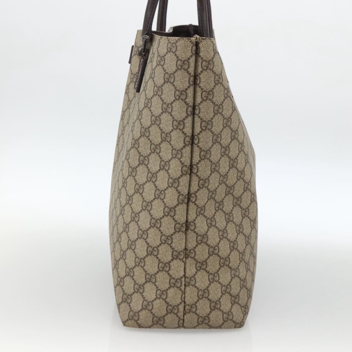 GUCCI GG Supreme Hand Bag PVC Beige Silver 131220 Auth ka3507