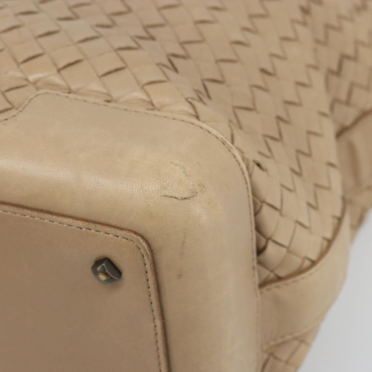 BOTTEGA VENETA INTRECCIATO Shoulder Bag Leather Beige Auth ka3508A