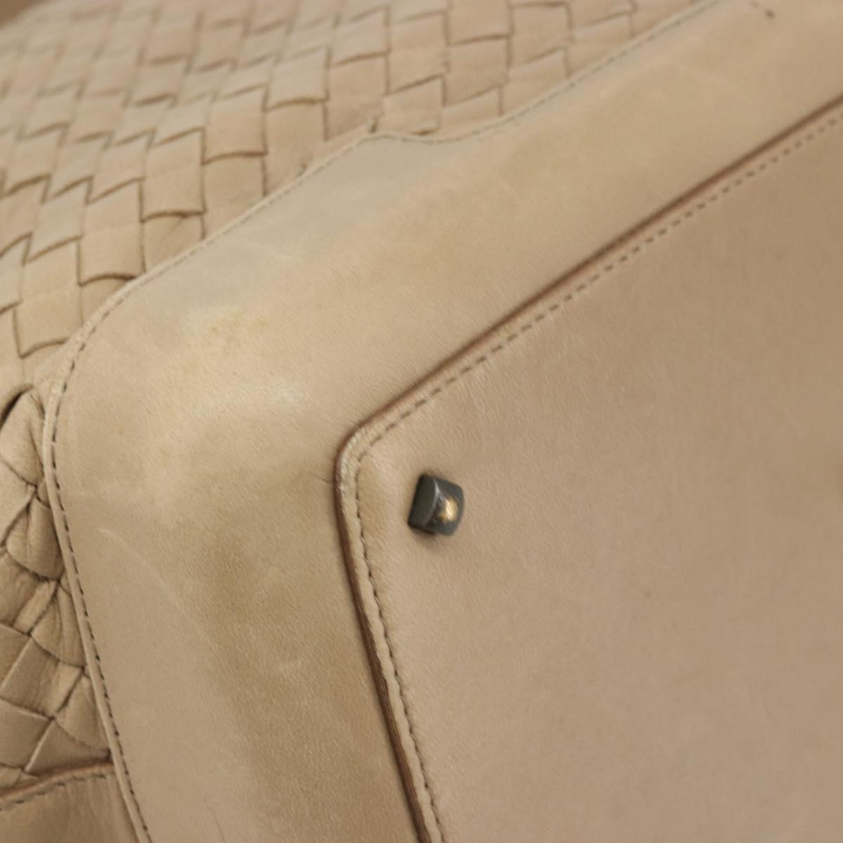 BOTTEGA VENETA INTRECCIATO Shoulder Bag Leather Beige Auth ka3508A