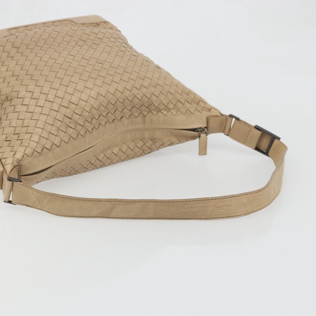 BOTTEGA VENETA INTRECCIATO Shoulder Bag Leather Beige Auth ka3508A