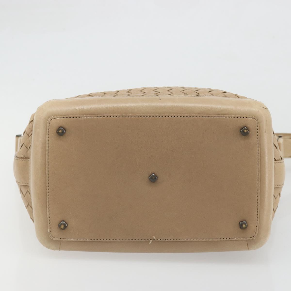 BOTTEGA VENETA INTRECCIATO Shoulder Bag Leather Beige Auth ka3508A