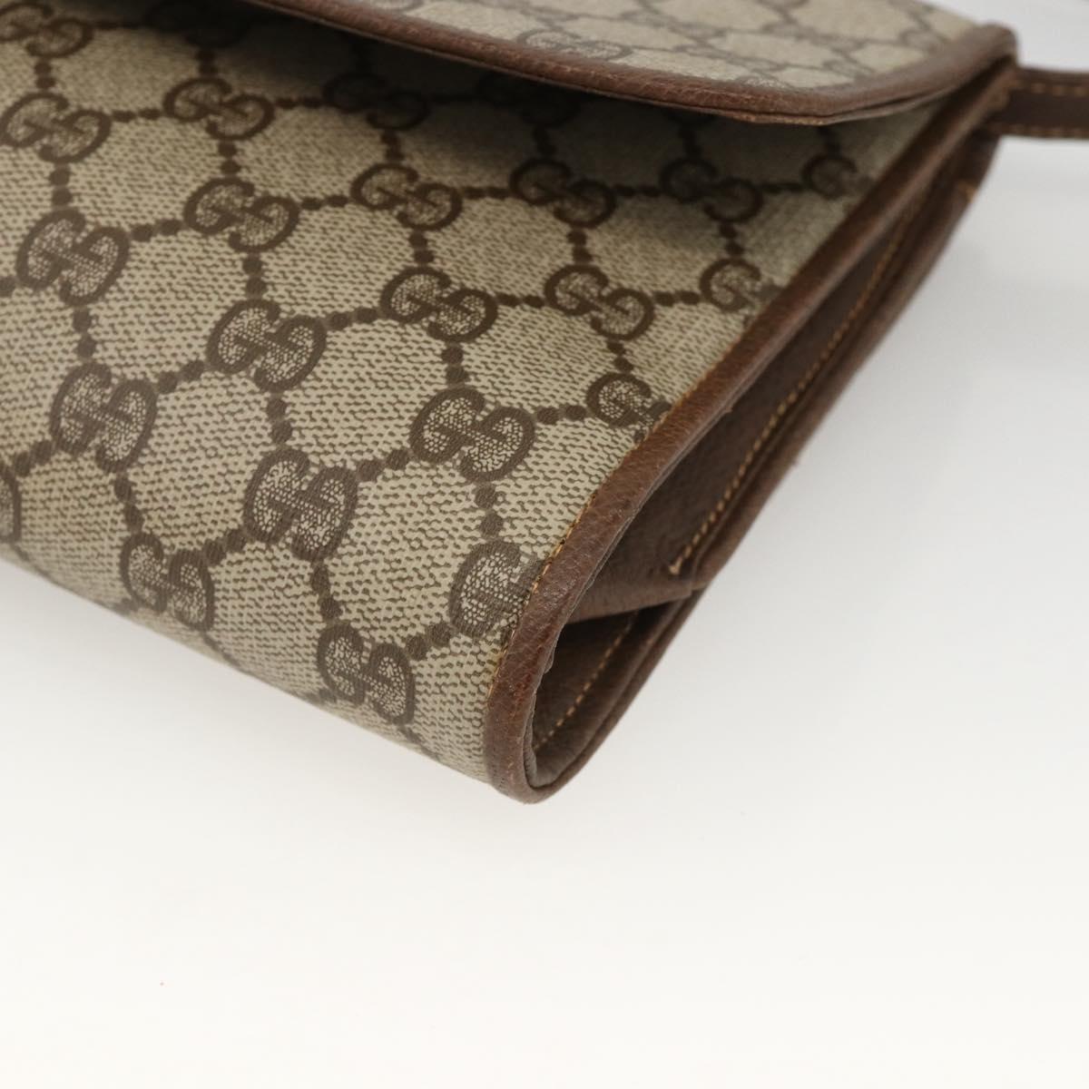 GUCCI GG Supreme Shoulder Bag PVC Beige Gold Auth ka3509