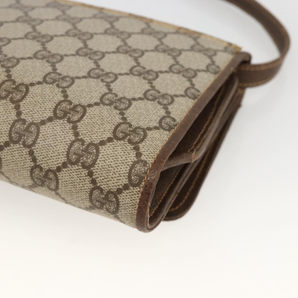 GUCCI GG Supreme Shoulder Bag PVC Beige Gold Auth ka3509