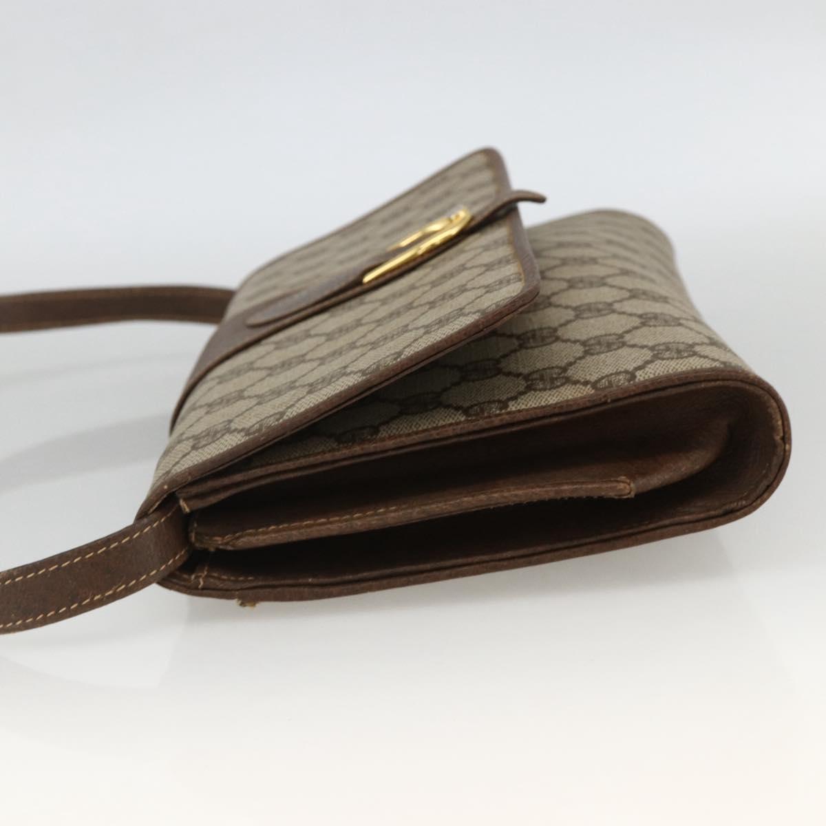 GUCCI GG Supreme Shoulder Bag PVC Beige Gold Auth ka3509