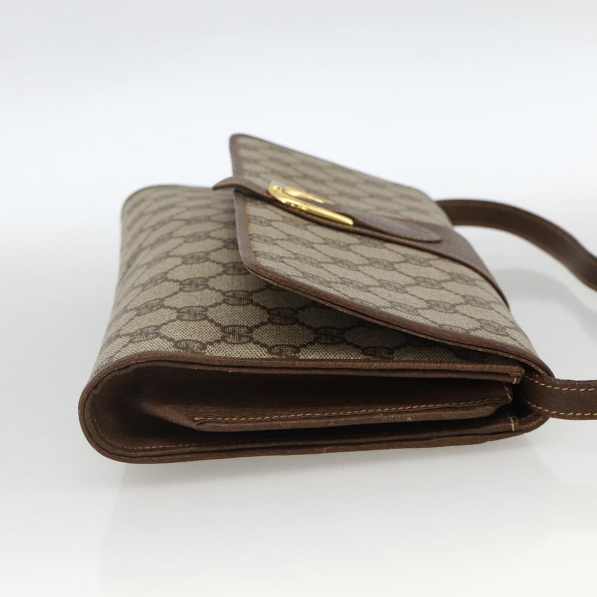 GUCCI GG Supreme Shoulder Bag PVC Beige Gold Auth ka3509