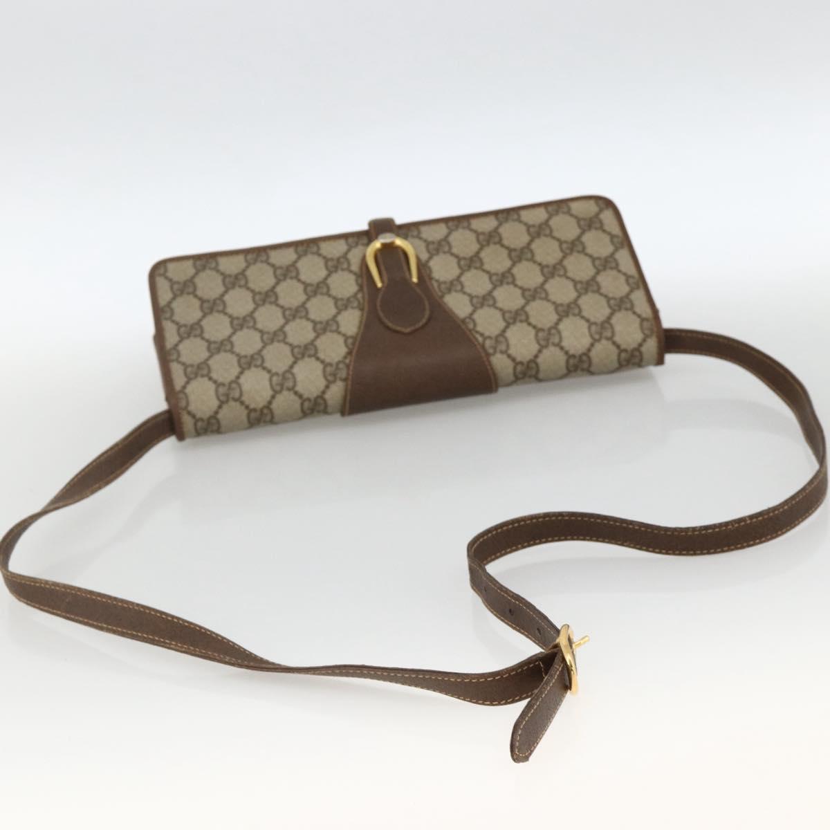 GUCCI GG Supreme Shoulder Bag PVC Beige Gold Auth ka3509