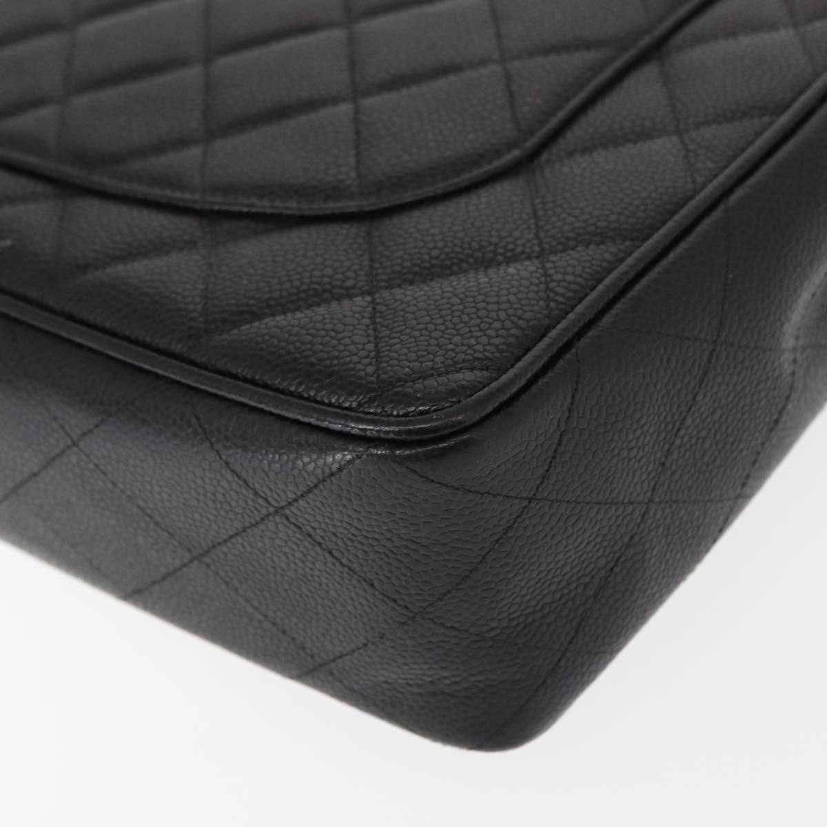 CHANEL Matelasse 30 Chain Shoulder Bag Caviar Skin Black Gold CC Auth ka350A