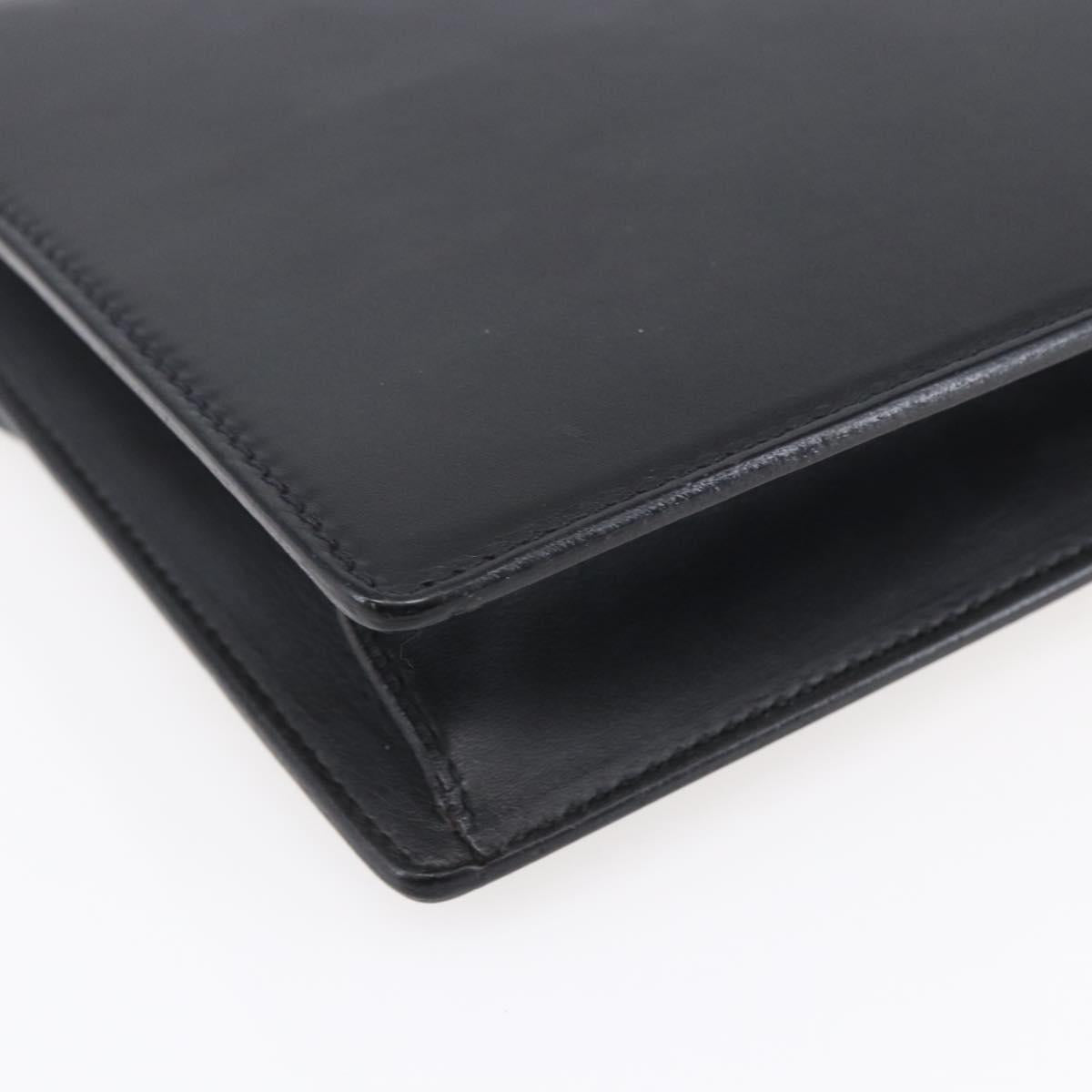 GUCCI Clutch Bag Leather Black Gold Auth ka351