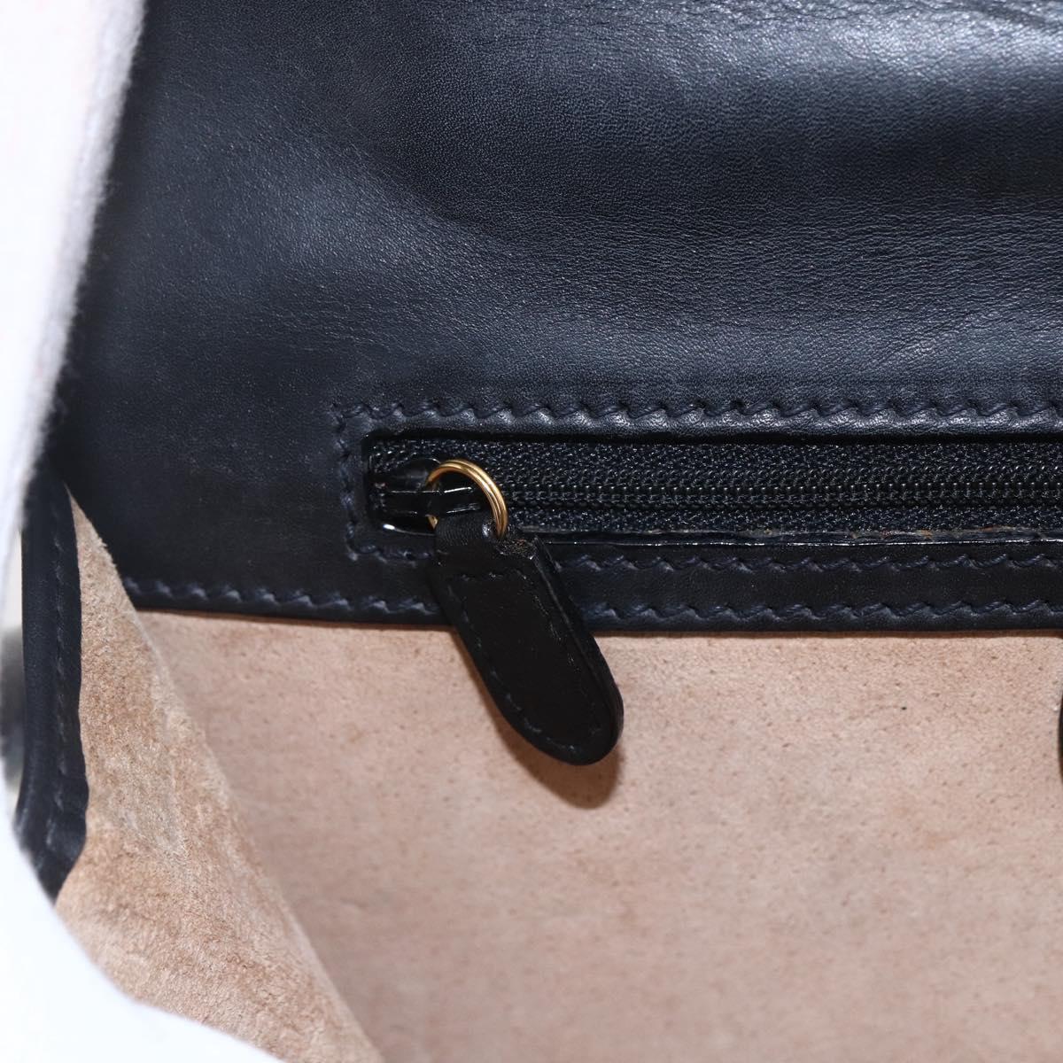 GUCCI Clutch Bag Leather Black Gold Auth ka351