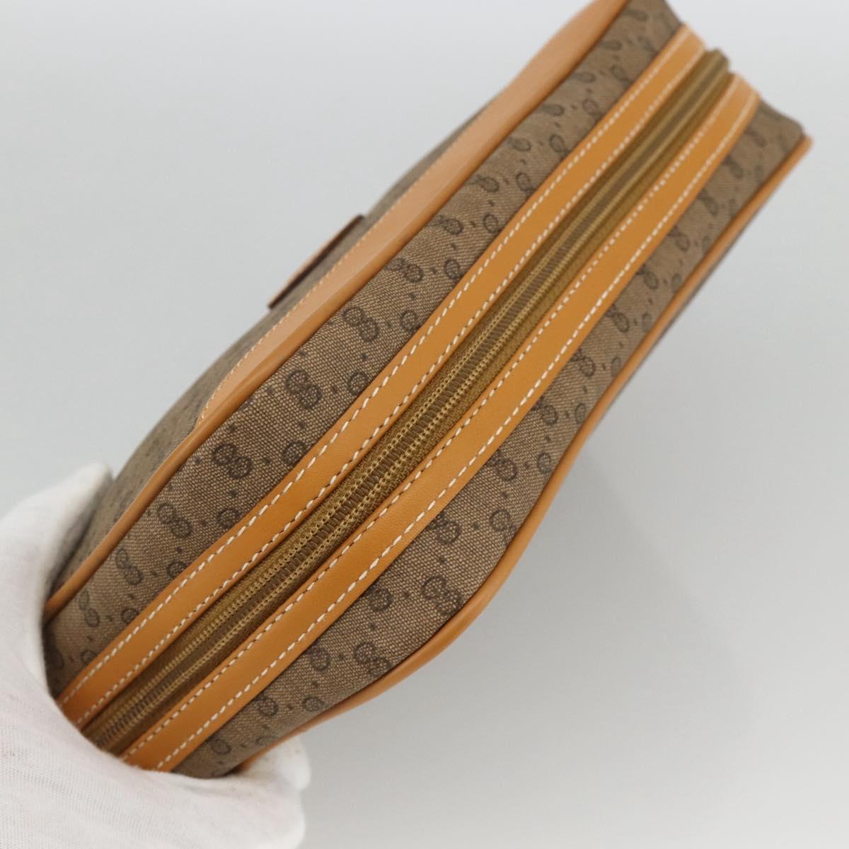 GUCCI Micro GG Supreme Clutch Bag PVC Beige Gold Auth ka3514