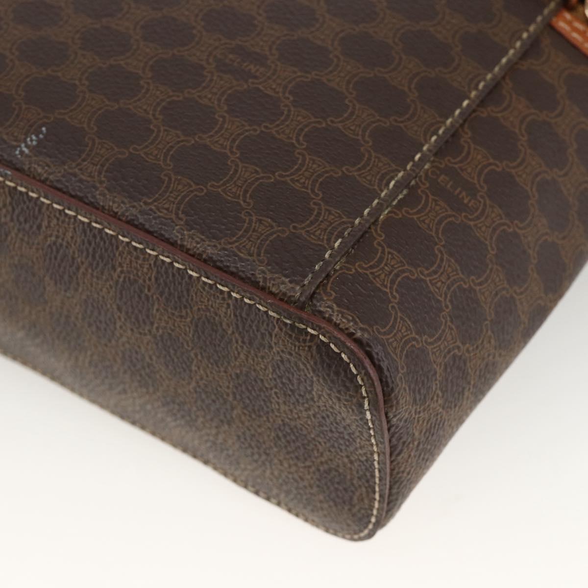 CELINE Macadam Canvas Vanity Hand Bag PVC Leather Brown Gold Auth ka3516