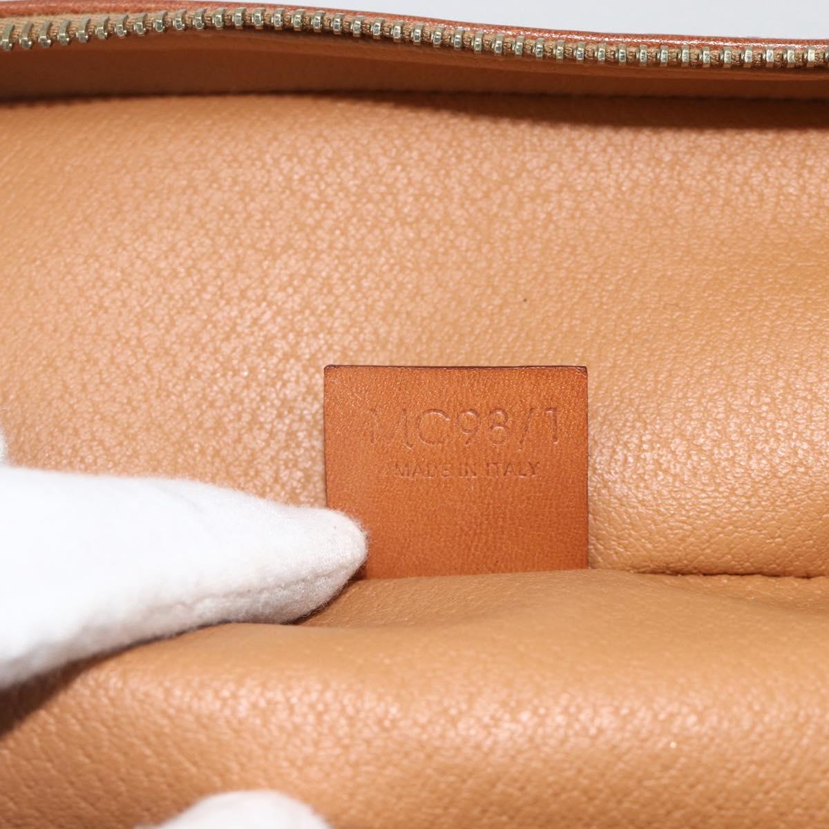 CELINE Macadam Canvas Vanity Hand Bag PVC Leather Brown Gold Auth ka3516