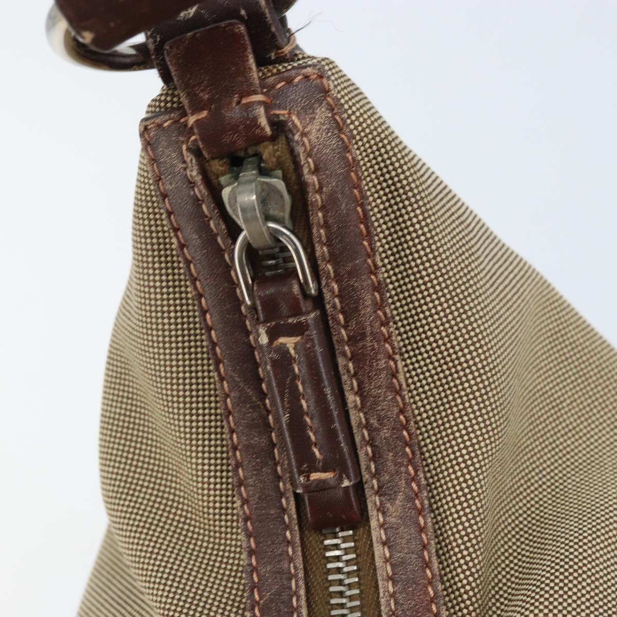 PRADA Shoulder Bag Canvas Beige Silver Auth ka3519