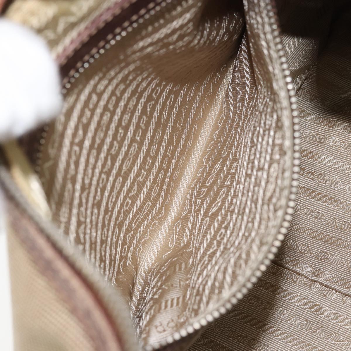 PRADA Shoulder Bag Canvas Beige Silver Auth ka3519