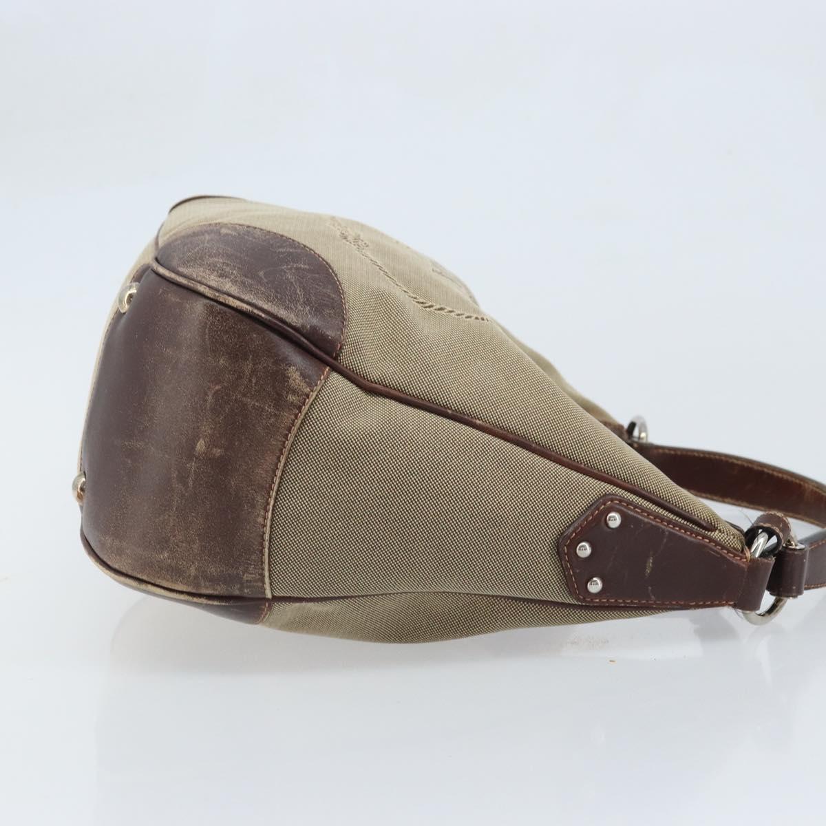 PRADA Shoulder Bag Canvas Beige Silver Auth ka3519