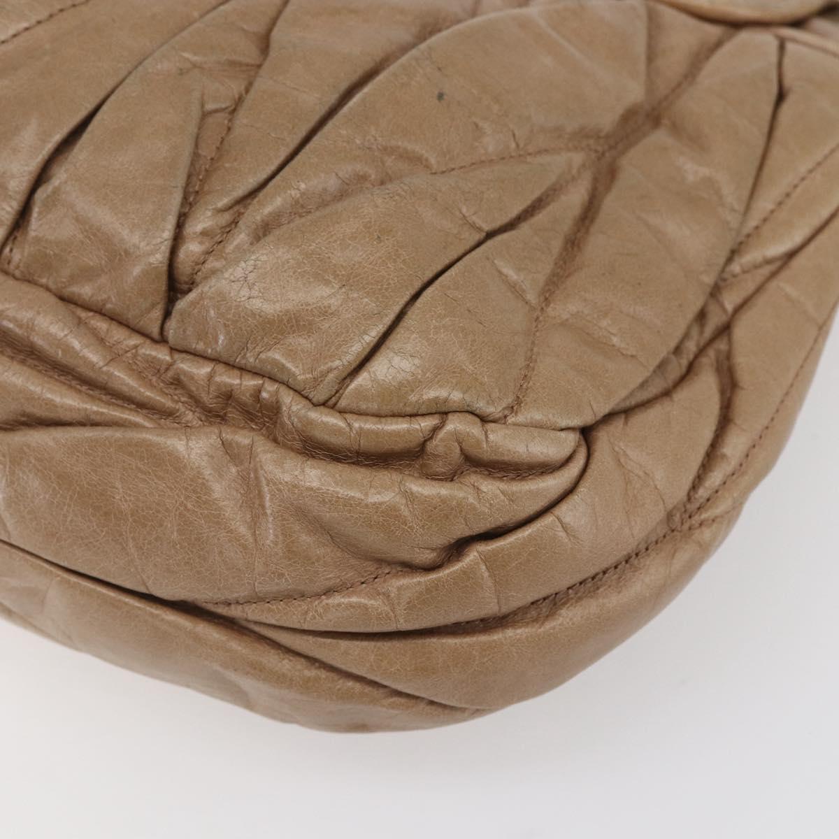 Miu Miu Matelasse Hand Bag Leather 2way Beige Gold Auth ka352