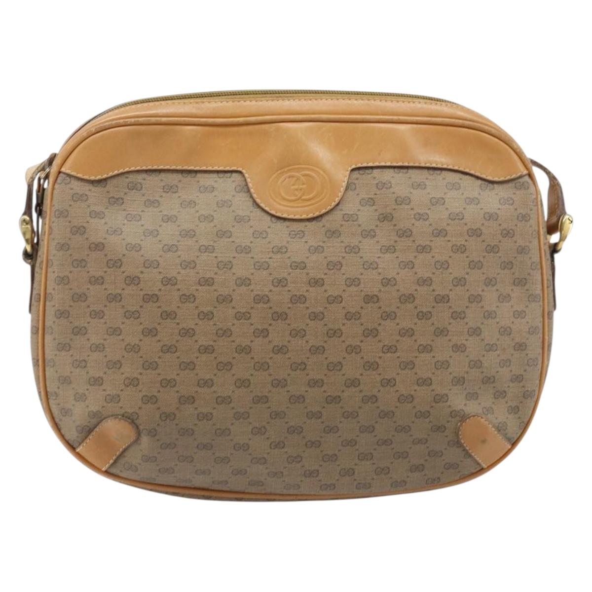 GUCCI Micro GG Supreme Shoulder Bag PVC Beige Gold 001 104 0558 Auth ka3520