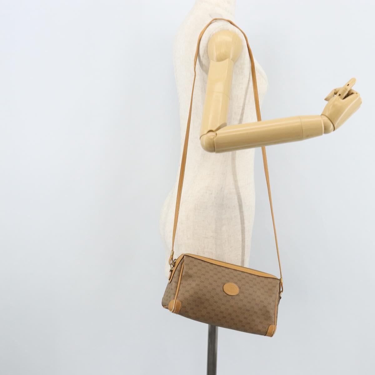 GUCCI Micro GG Supreme Shoulder Bag PVC Beige Gold Auth ka3521