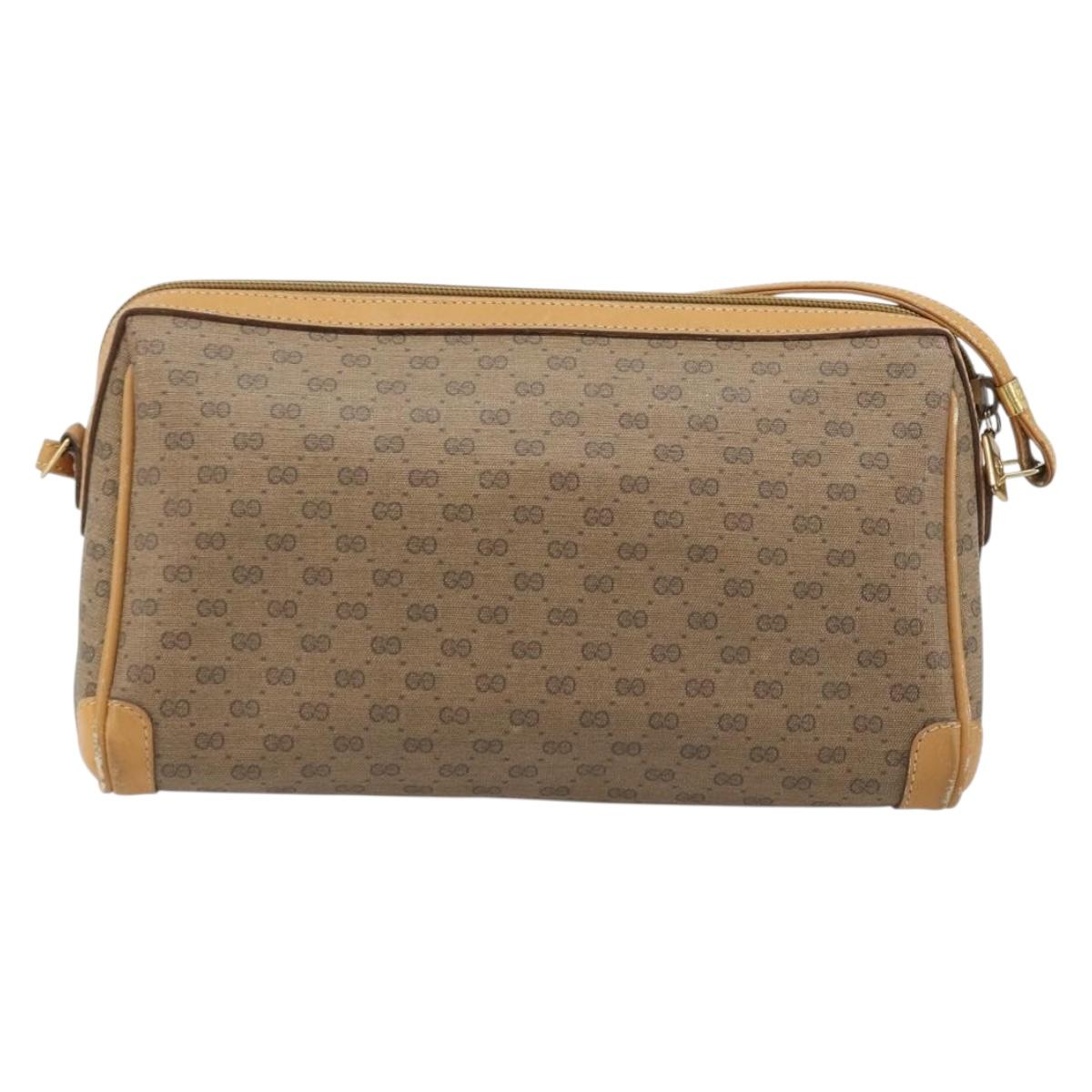 GUCCI Micro GG Supreme Shoulder Bag PVC Beige Gold Auth ka3521