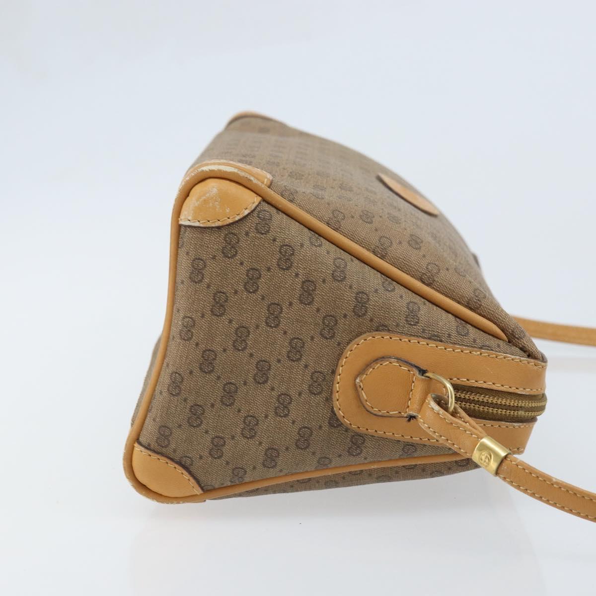 GUCCI Micro GG Supreme Shoulder Bag PVC Beige Gold Auth ka3521