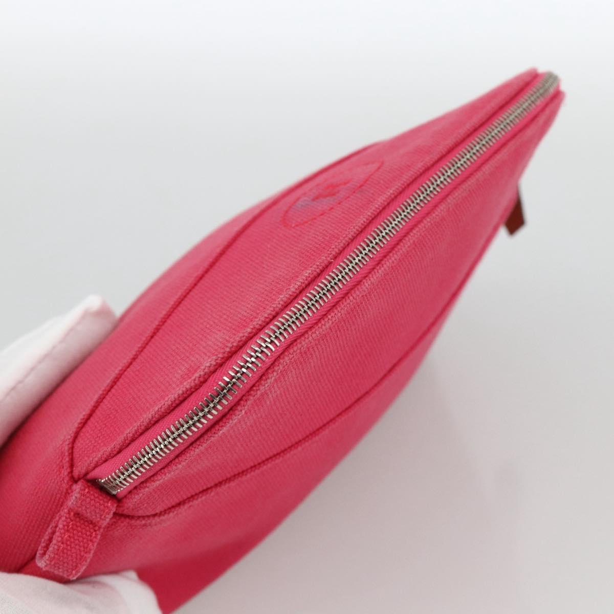 HERMES Bolide MM Pouch Canvas Red Silver Auth ka3522
