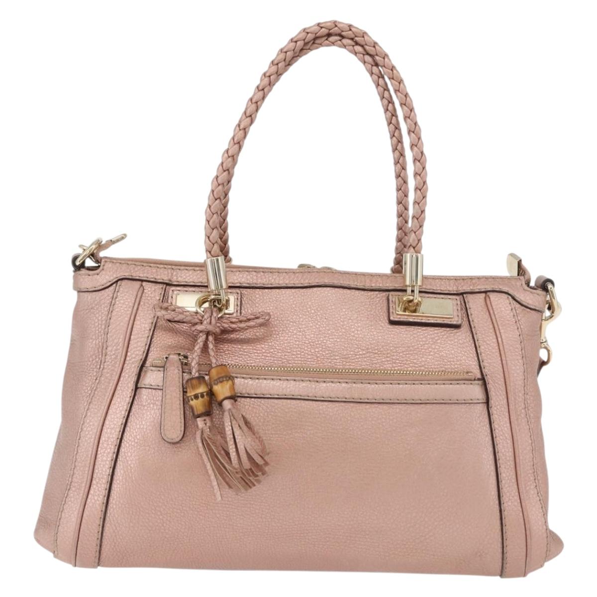 GUCCI Tote Bag Leather 2way Pink Gold 282300 Auth ka3524