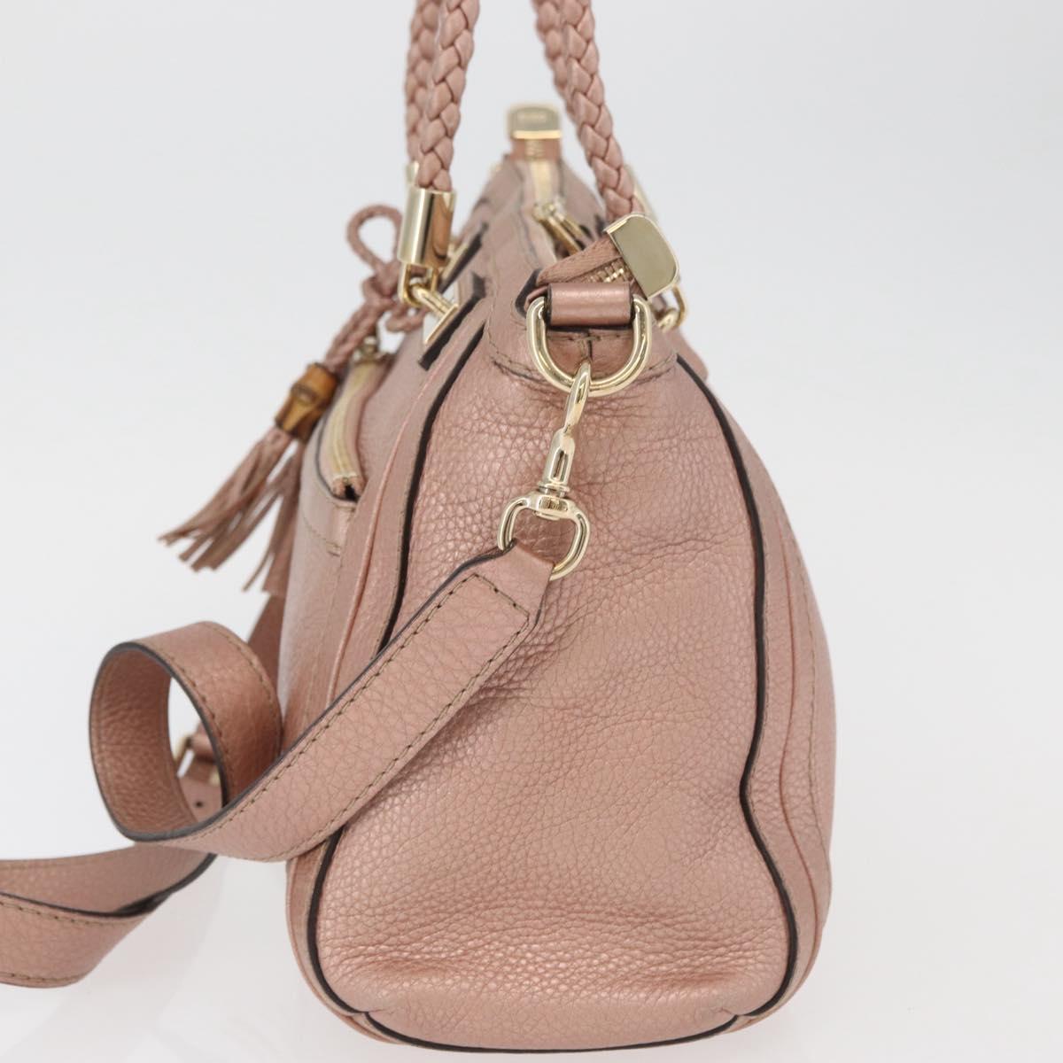 GUCCI Tote Bag Leather 2way Pink Gold 282300 Auth ka3524