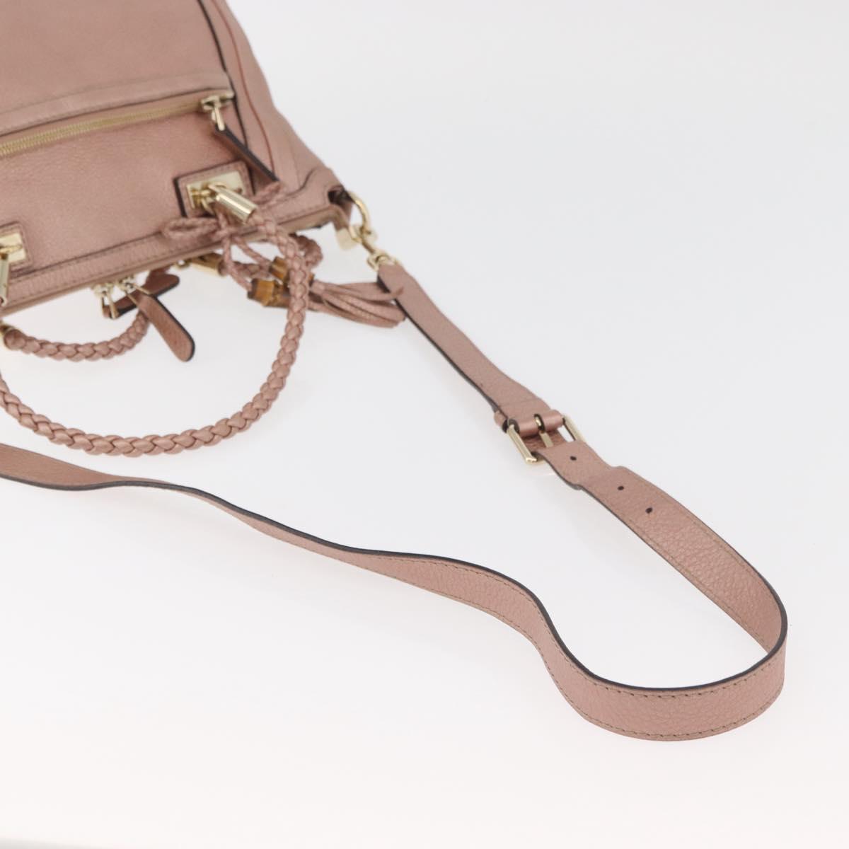 GUCCI Tote Bag Leather 2way Pink Gold 282300 Auth ka3524