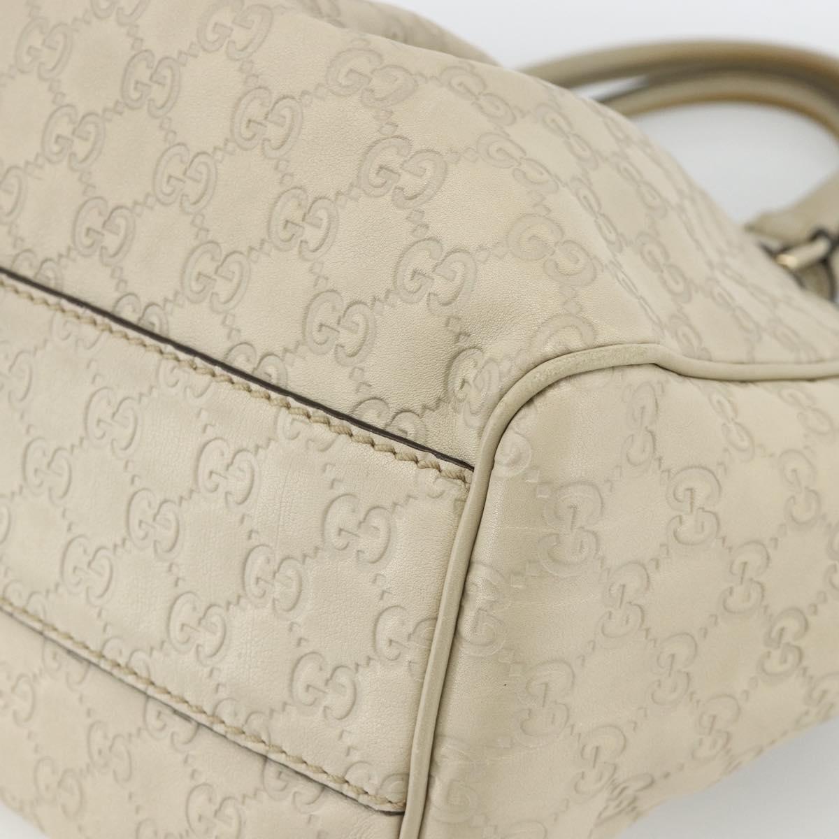 GUCCI Sukey GG Canvas Guccissima Hand Bag Leather White Gold 211944 Auth ka3525A
