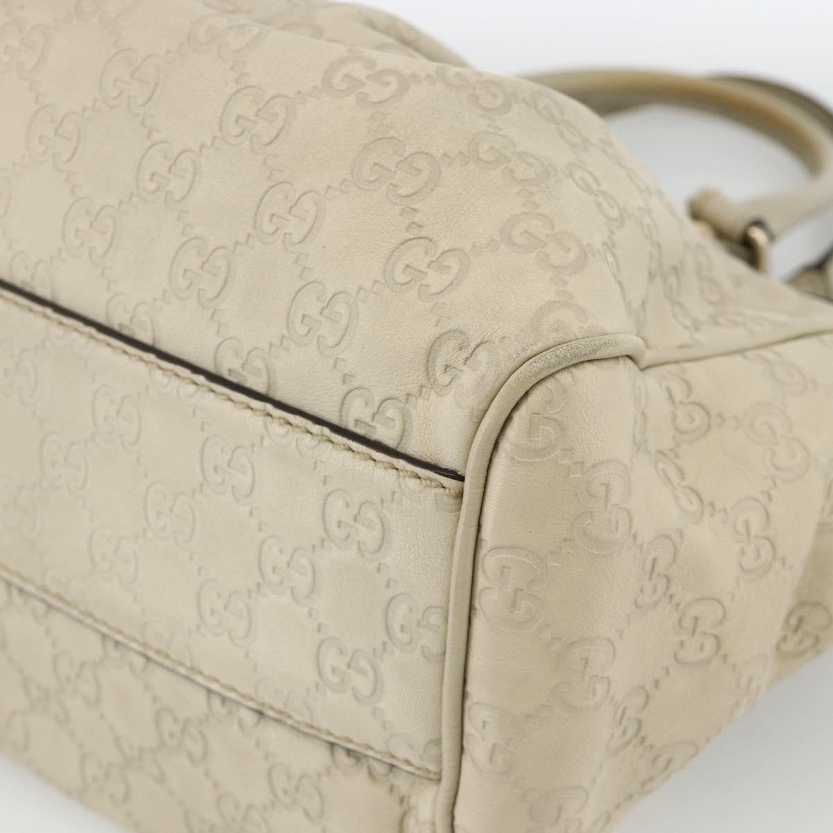 GUCCI Sukey GG Canvas Guccissima Hand Bag Leather White Gold 211944 Auth ka3525A