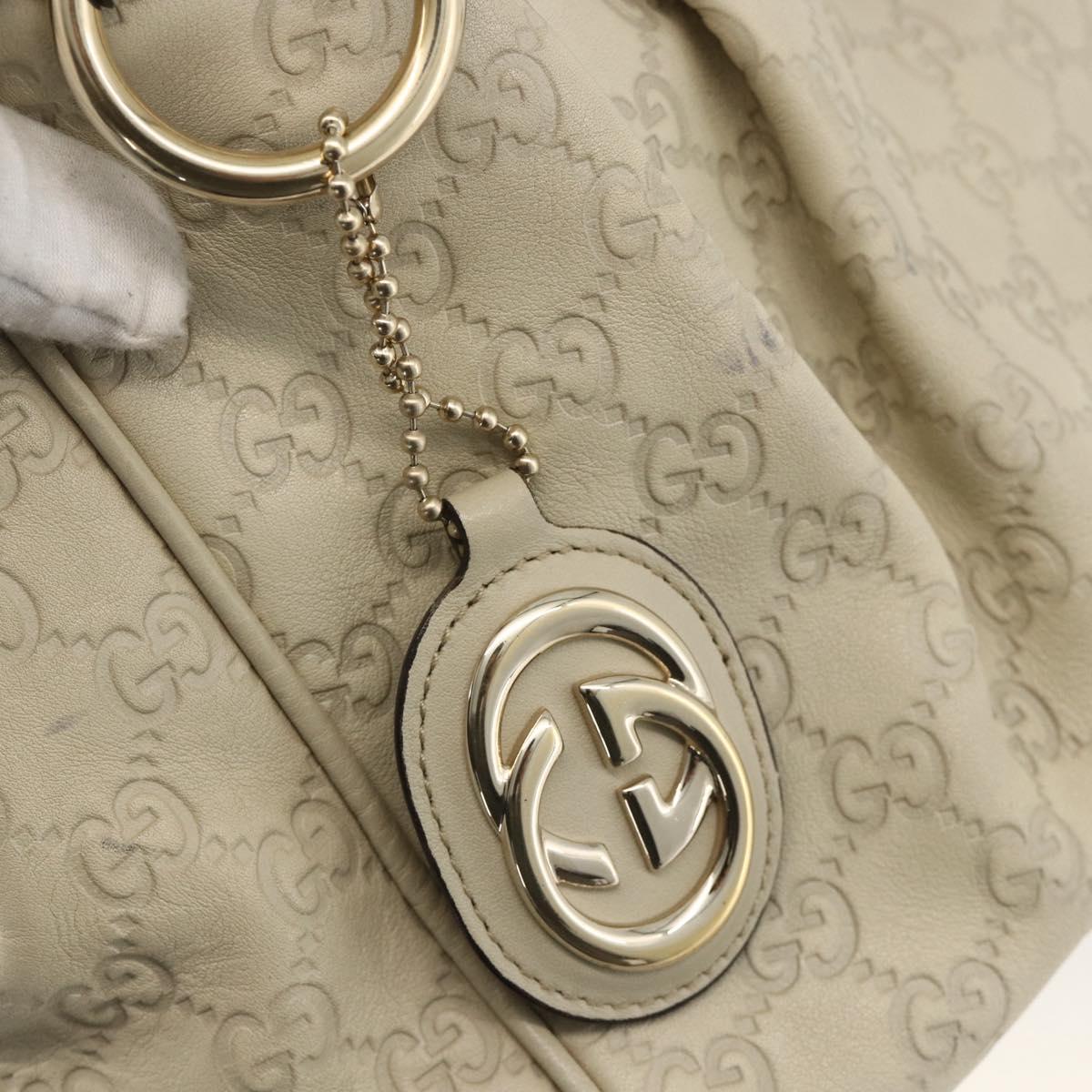 GUCCI Sukey GG Canvas Guccissima Hand Bag Leather White Gold 211944 Auth ka3525A