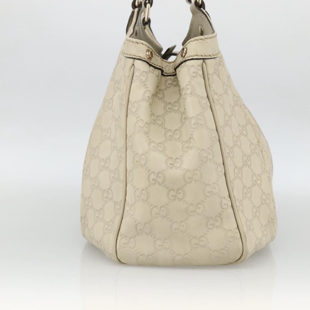 GUCCI Sukey GG Canvas Guccissima Hand Bag Leather White Gold 211944 Auth ka3525A