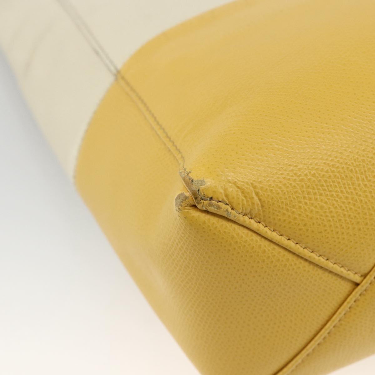CELINE Hand Bag Leather 2way Beige Gold Auth ka3526