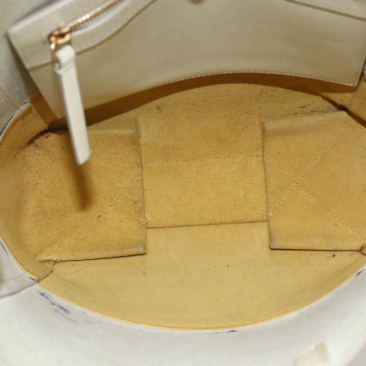 CELINE Hand Bag Leather 2way Beige Gold Auth ka3526